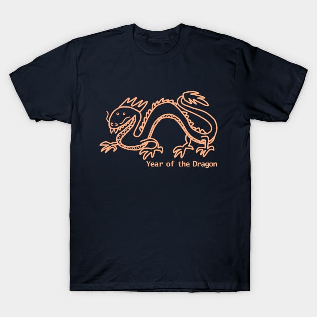 Peach Fuzz Year of the Dragon T-Shirt by ellenhenryart